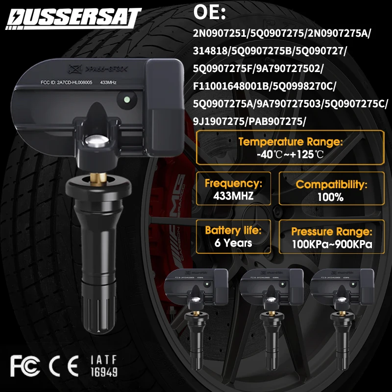 

4PCS Tire Pressure Sensor TPMS 5Q0907275 5Q0907275B 5Q0907275F for Audi A5 A6 A7 Volkswagen Passat Phaeton Tiguan
