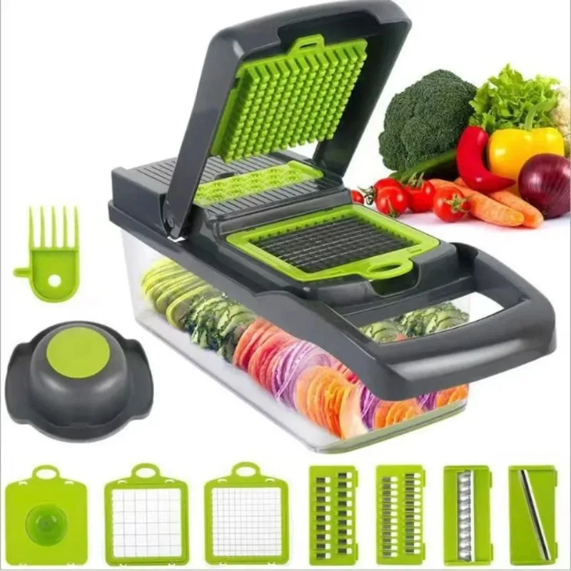 Transparent Storage Box Multi Functional Vegetable Cutter Salad Slicer Dicer Kitchen Must Have
