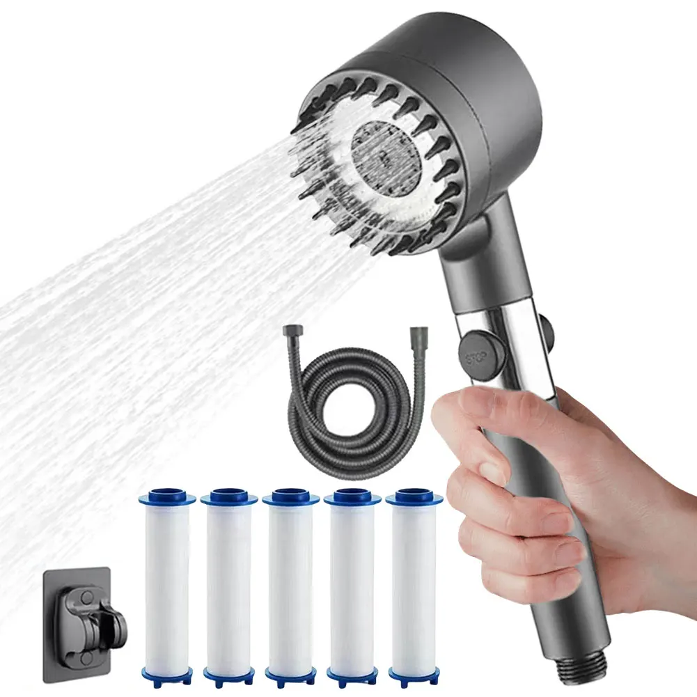 

High Pressure Showerhead Filtered Shower Head 3 Spray Modes ON/OFF Switches Water Softener Shower Head Bathroom Accessories