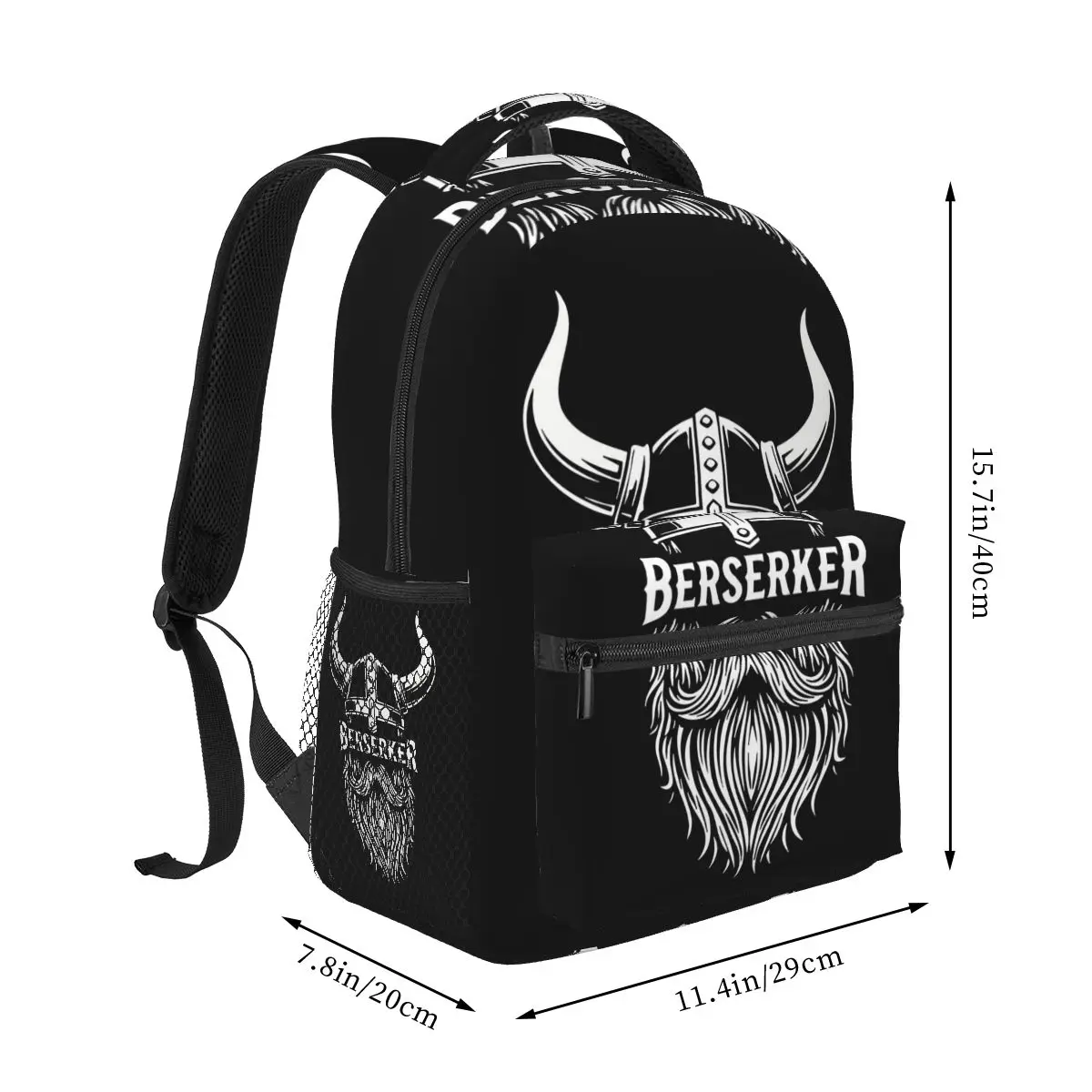 Viking Berserker Horned Helmet Beard Warrior Mascot Student Backpack School Bag Daypack for Men Women Bookbag Shoulder Bags