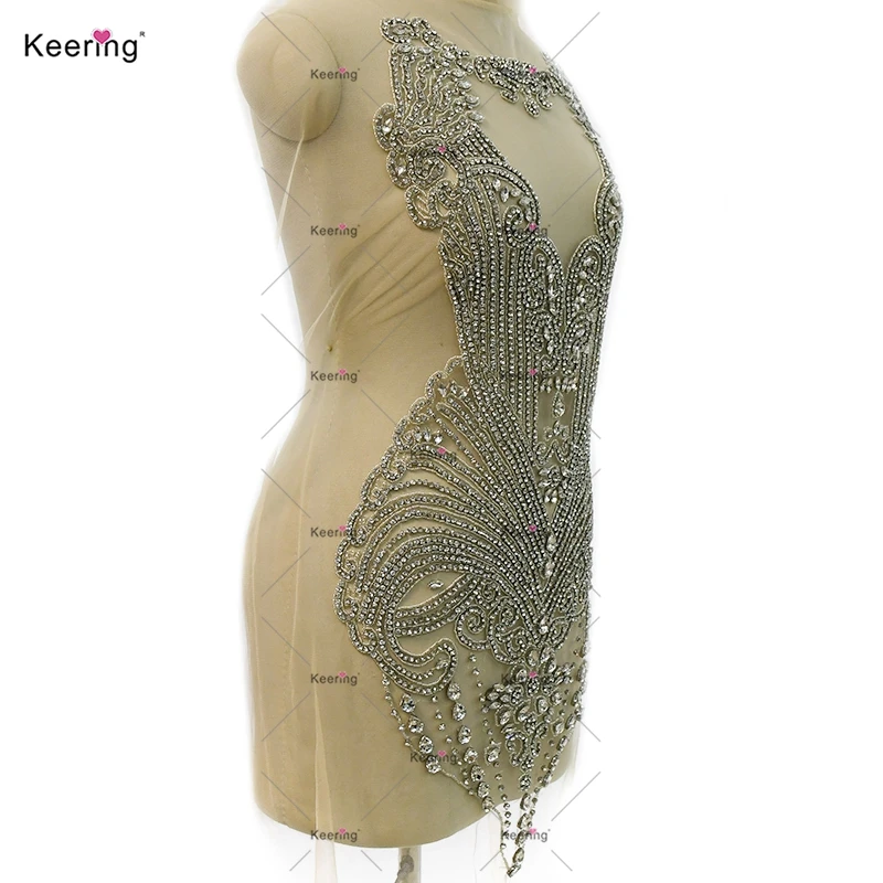 Imagem -03 - Big Crystal Rhinestone Body para Prom Dress Shiny Dark v Luxury Silver Stone Wdp448