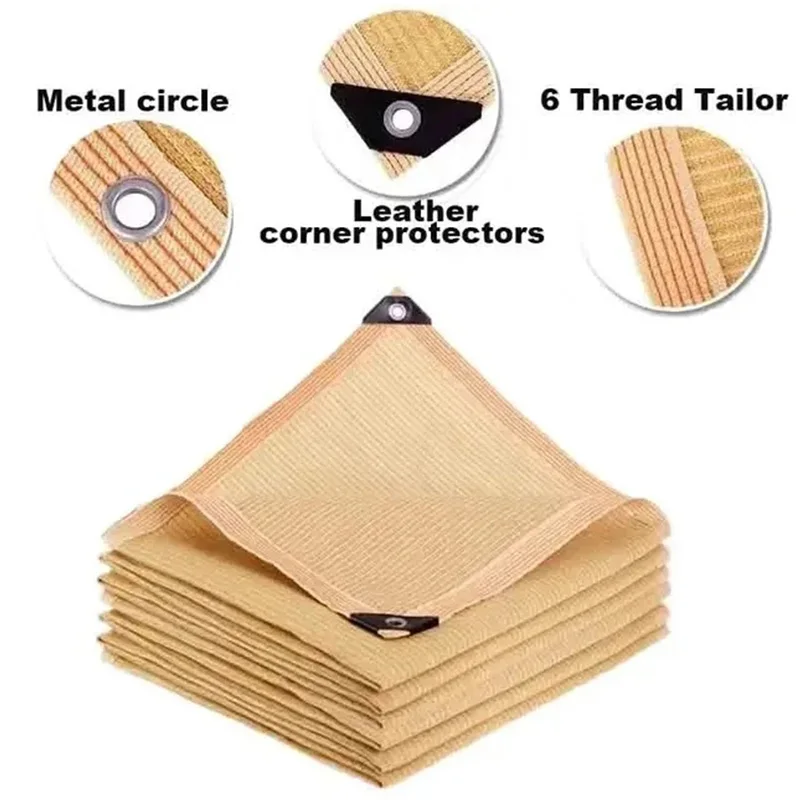 Outdoor Garden Sunshade Net, Terrace Sunshade Net, UV Protection, HDPE Sunscreen Cloth Sunshade, Car Swimming Pool, Beige