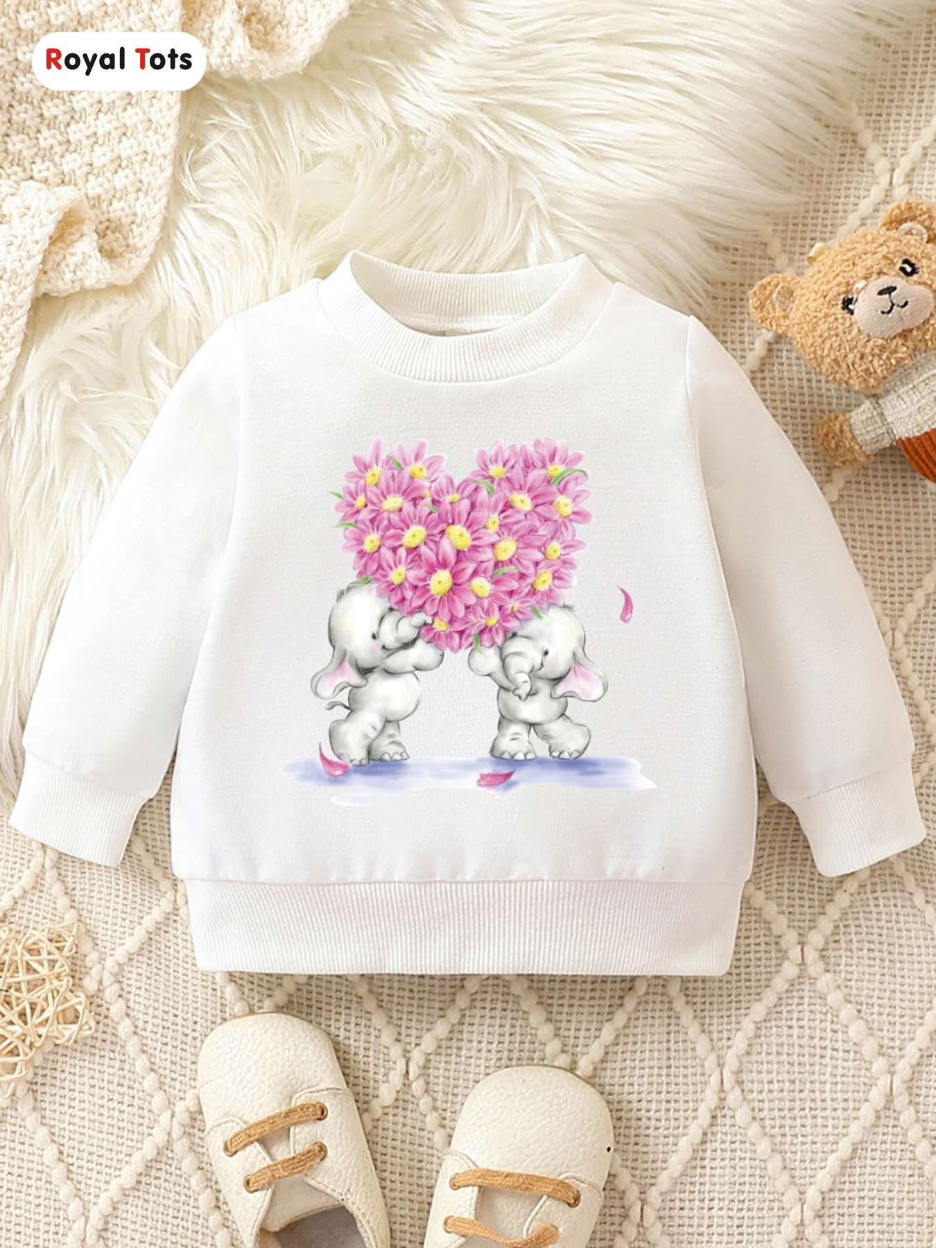 Autumn And Winter Baby Girl Round Neck Long Sleeved Casual Cute Cartoon Hoodie Suitable For Ages 1-2