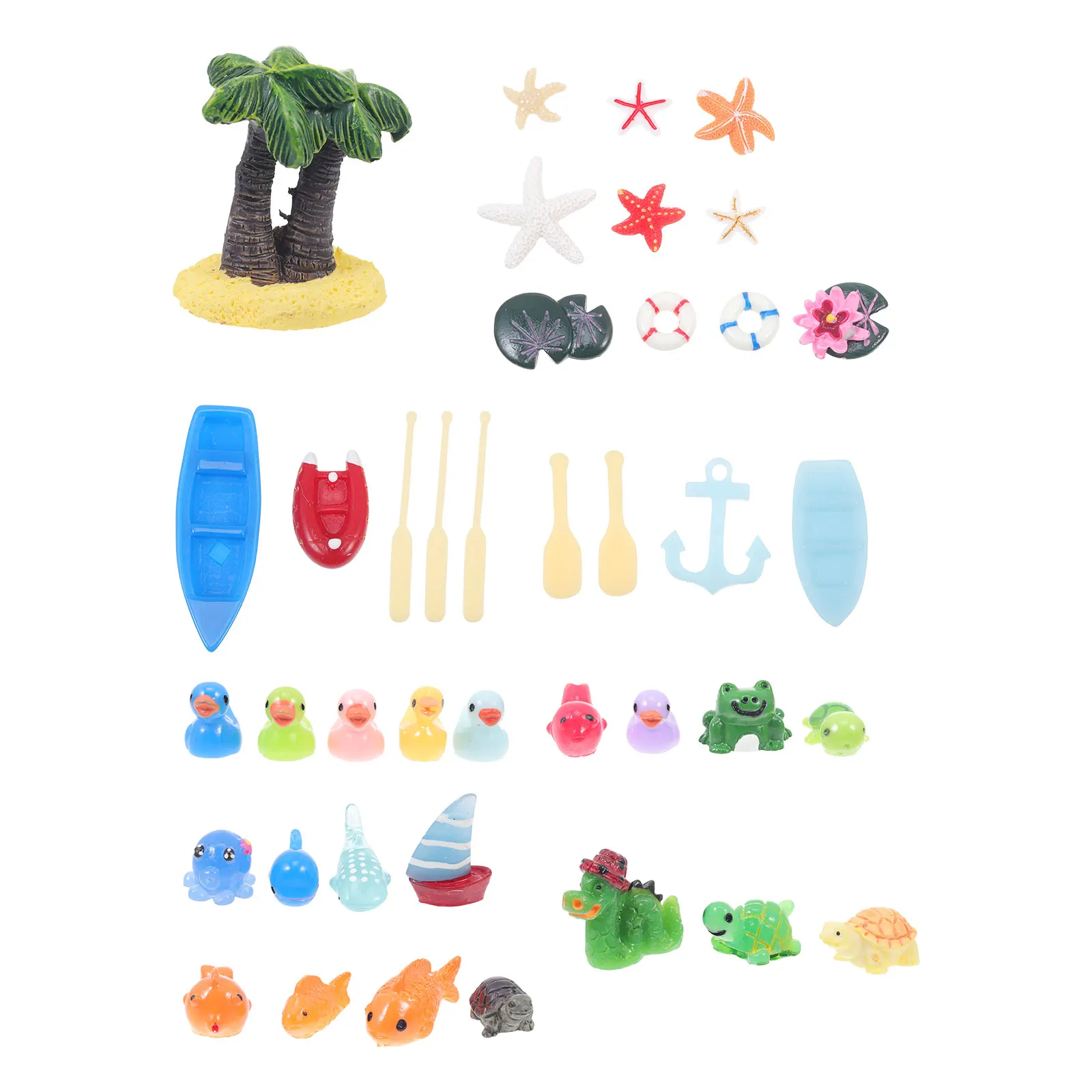 

40 Pcs Resin Trinkets Fish Tank Ornaments Accessories Statue Crafts Decor Aquarium Seaside Decoration