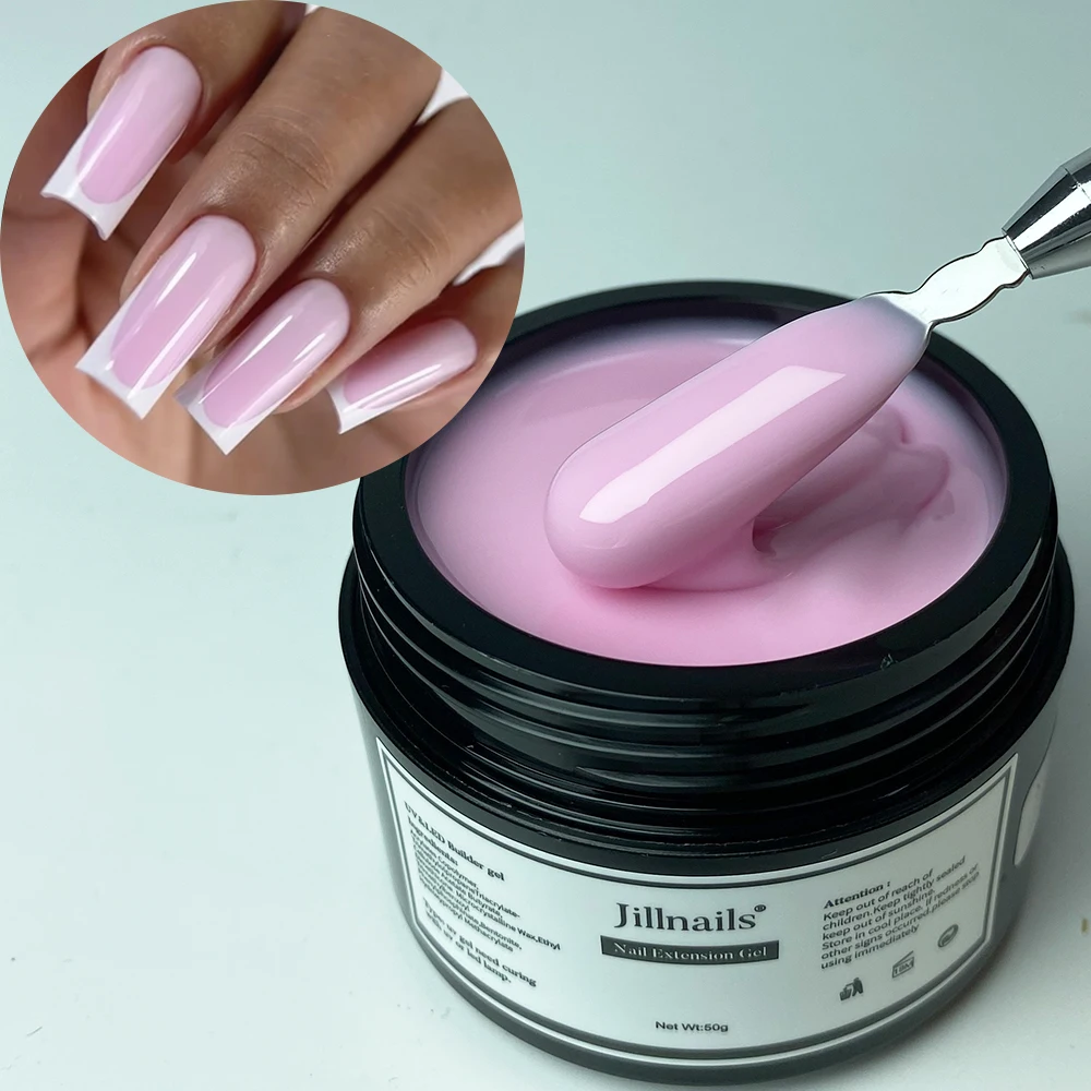 Jillnails Nude Burgundy Gel Nagelverstärker 50G Staubiges Rosa Nude Schimmer UV-Gel für Nagelverlängerung