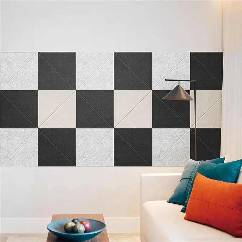 VEHO-12 Pack Acoustic Panels, 12 X 12Inch Decorative Soundproofing Panels, Wall And Ceiling Acoustical Panels Silver Grey Easy T