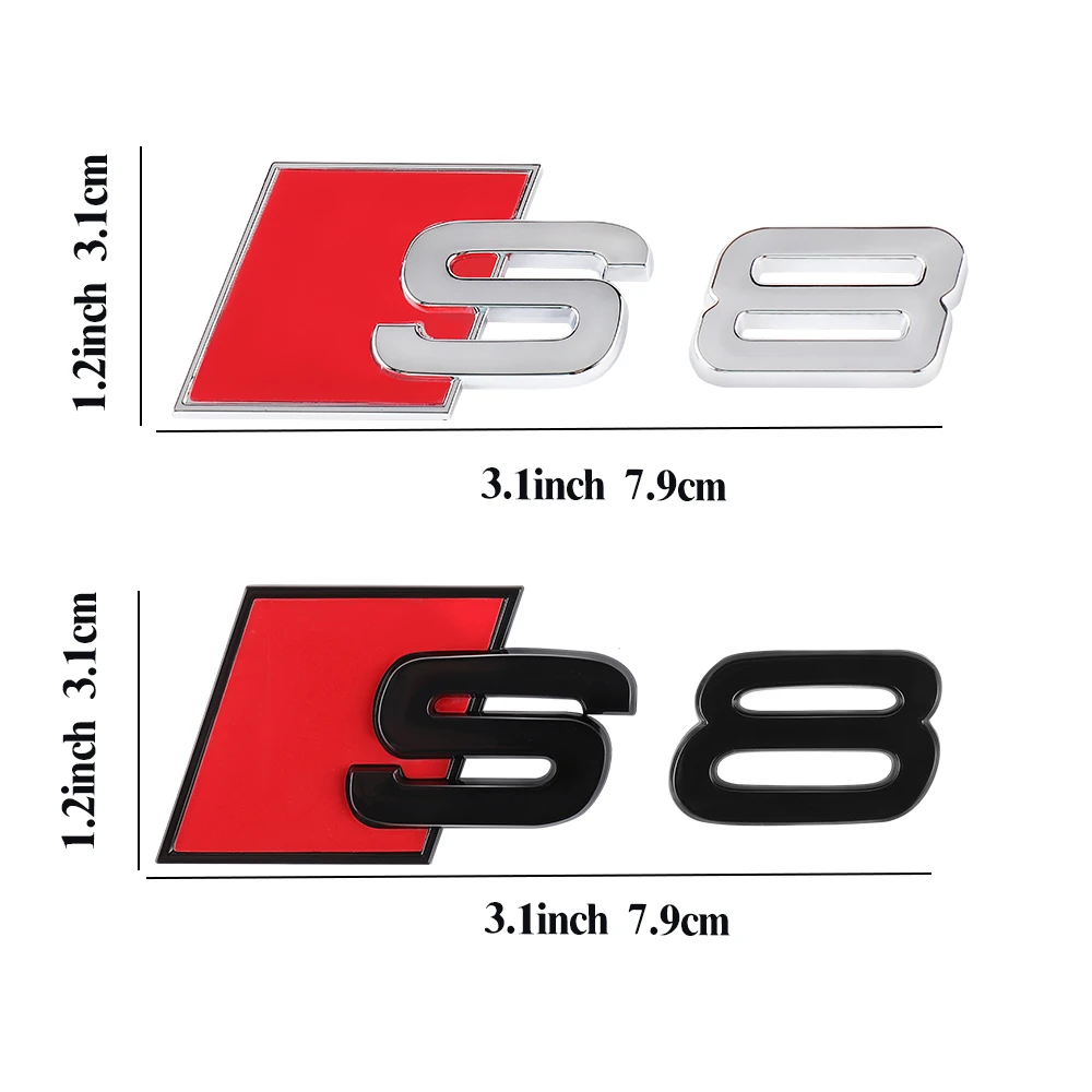 1PC 3D ABS Numbers Letters S3 S4 S5 S6 S7 S8 Emblem for Audi S series Car Fender Trunk Rear Logo Sticker Black/Silver Styling