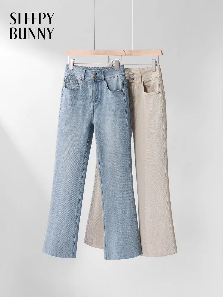 Women High Waist Flare Jeans Cropped Denim Pants Slim Fit Washed Wide Leg Ankle Length Casual Summer Streetwear Outfit Lady