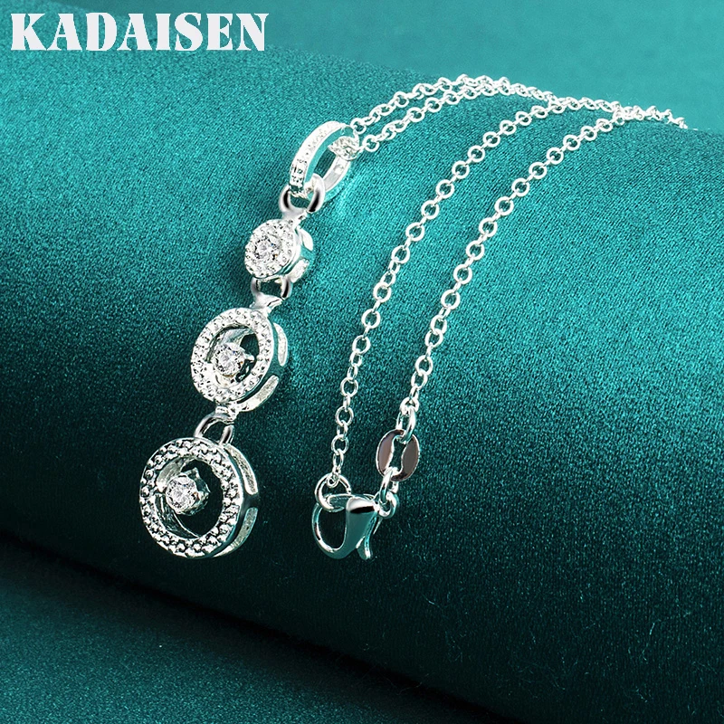 925 Sterling Silver Three Circles Zircon Pendant Necklace