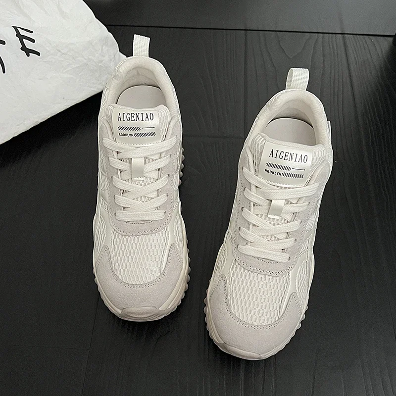 Women's Fashion Dad Shoes Platform Mesh Running Sneakers Breathable Casual Sports Shoes for Students Everyday Training Shoes