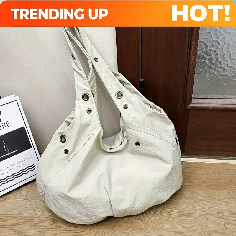 Large-capacity Women's Lightweight Casual Single Shoulder Bag, Adjustable Shoulder Strap, Korean Fashionable Canvas Armband Bags