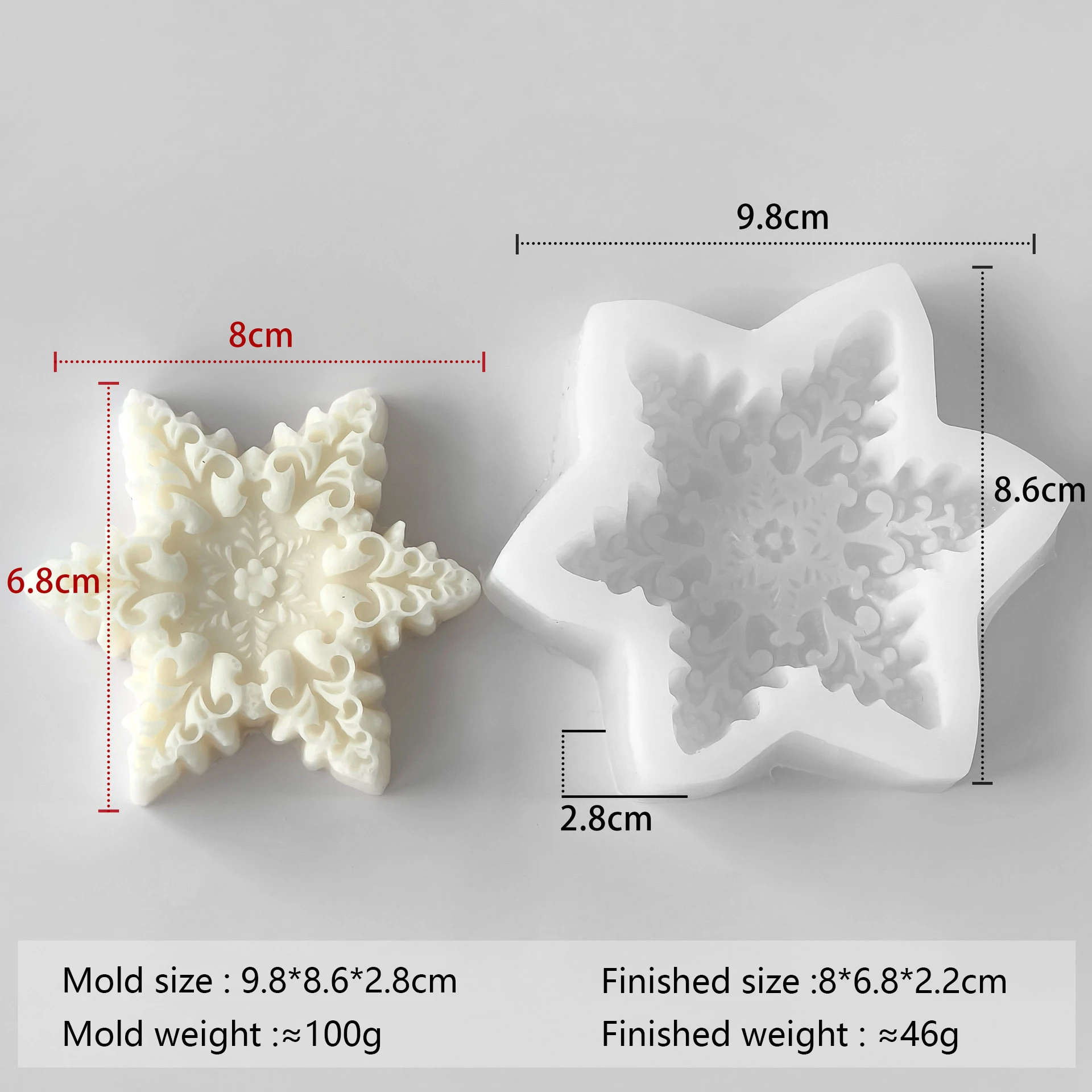 Schneeflocken-Kerzenform aus Silikon DIY Weihnachtsseife Wachsschmelzform Aromastein-Deko Handgemachtes Bastelgeschenk Heimdekoration Feiertagsornament – Detail 10