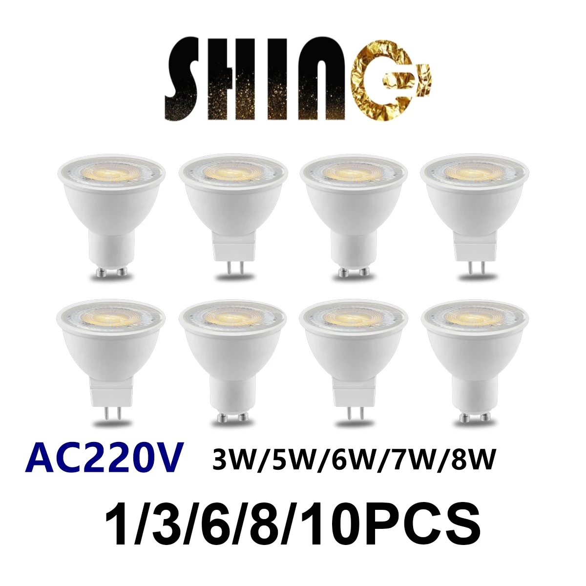

1-10PCS Led Spotlight GU10 GU5.3 MR16 3W 5W 6W 7W 8W 38 Degree Lighting Bulb 220V Indoor Lighting 3000K 4000K 6000K Bombillas