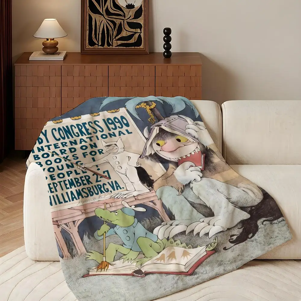 Book W-Where t-the W-Wild T-Things A-Are Throw Flannel Throw Blanket, Lightweight Cozy, Durable Washable cute Cool view 4