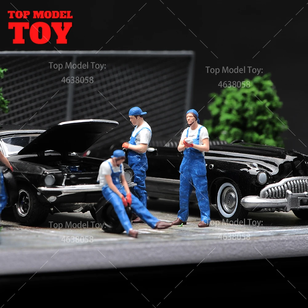 Painted Miniatures 1/64 1/43 1/87 Motor Mechanic Carry Tire Male Figures Model Mini Scene Props Doll For Cars Vehicles Toys