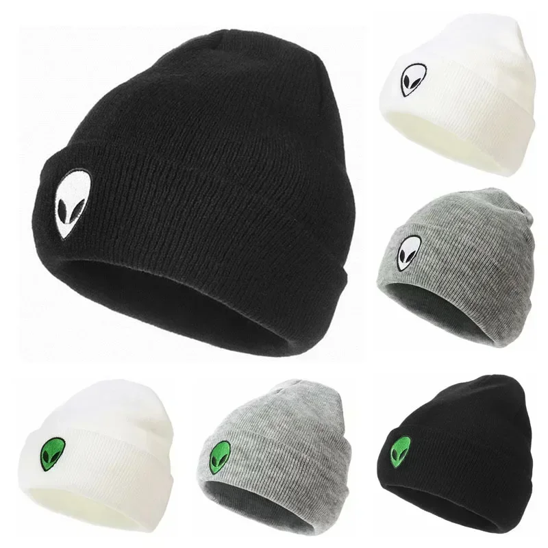 Men Women Alien Embroidered Knitted Hat Boy and Girl Party Gift New Popular Outdoor Street Hip Hop Knitted Hats