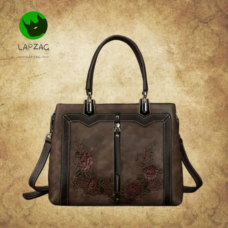 Lapzag Women's Genuine Leather crossbody shoulder bags Luxury Handbags ladies brown Black Large Capacity Tote Bags for Female