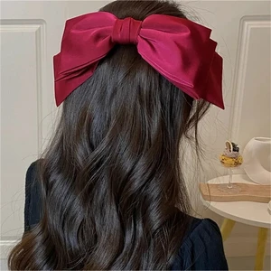 Baru Besar Satin Rambut Klip Rambut Busur Gadis Wanita Solid Pink Hitam Multi Layer Rambut Pin Korea Fashion Mencubit untuk Aksesoris Rambut 10 jepit rambut hitam terlaris - №