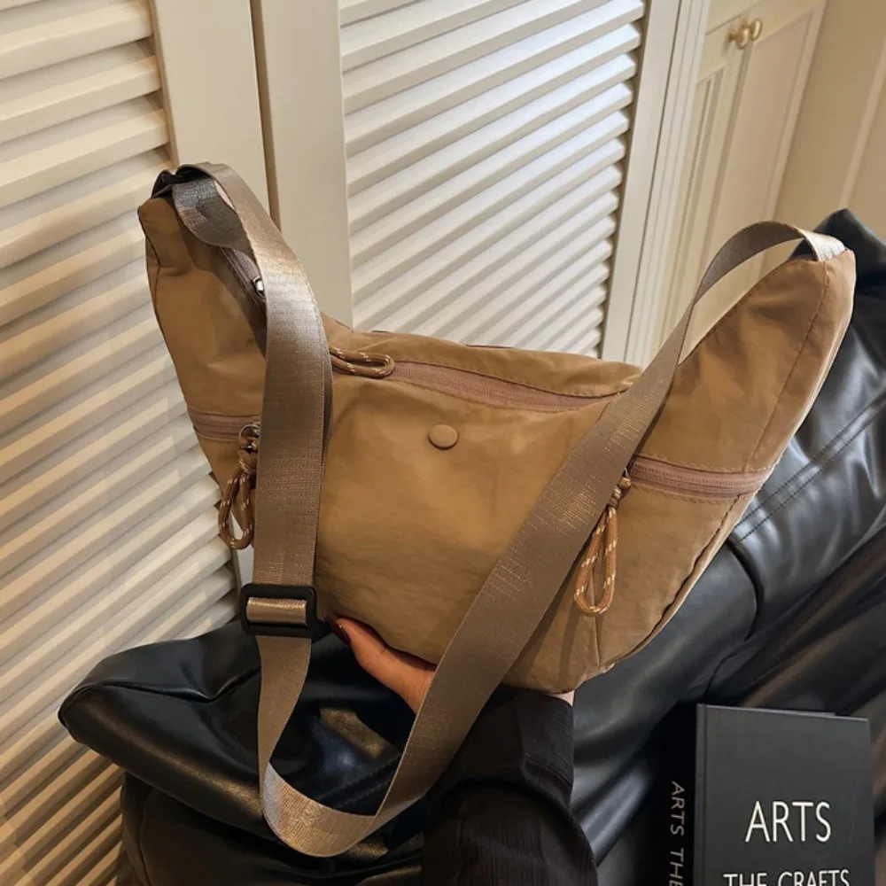 

Large Capacity Nylon Dumpling Bag Japanese Style Solid Color Casual Crossbody Bag Multiple Pockets Purse Sports Shoulder Bag