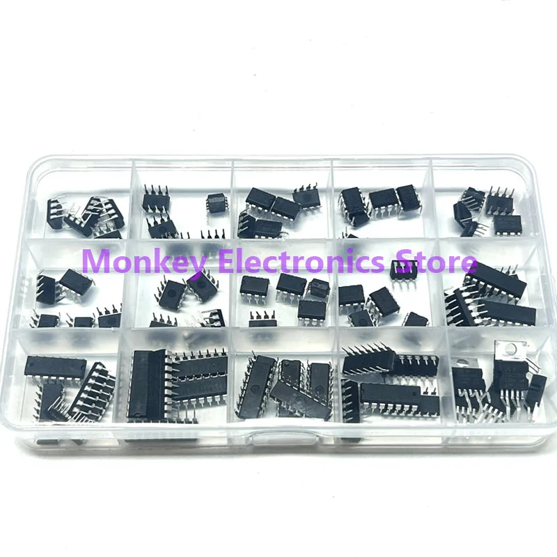 Boîte de kit de circuits intégrés IC DIP, LM358, LM386, corde N2003, LM324, NE555, MC34063, TL494, corde N2803, LM324, TDA2030, LM339, corde N2803, TDA782, 75 pièces