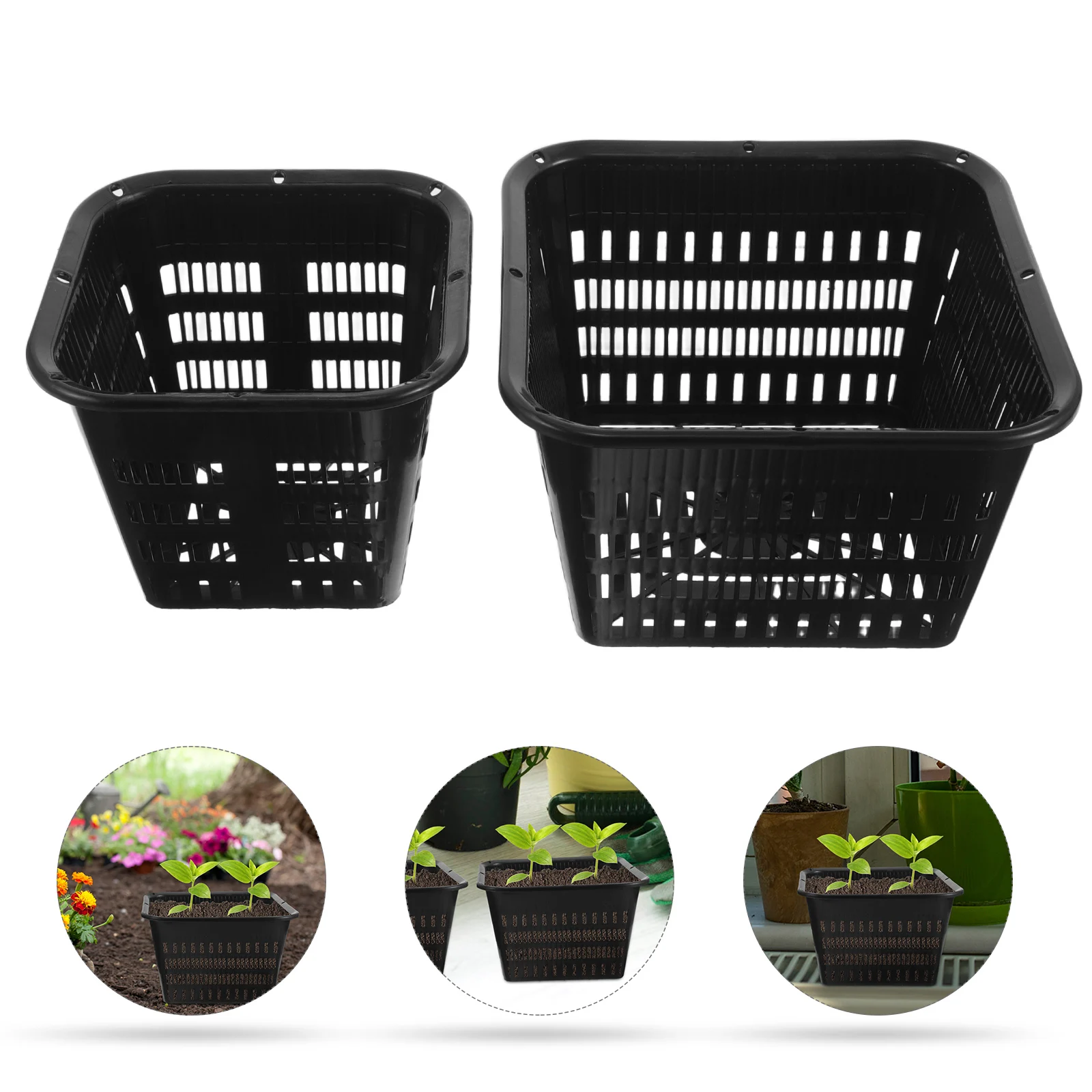 

3PCS Plastic Flower Pot Drainage Holes Thickened chid Planter Lightweight for Indoor Balcony Phalaenopsis Butterfly