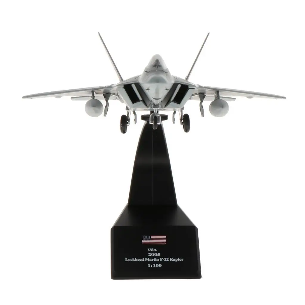 1/100th Die-Cast American F-22 Fighter Plane Aircraft Model Keepsake Aircraft Diecast Model W/ Stand Kids Gift