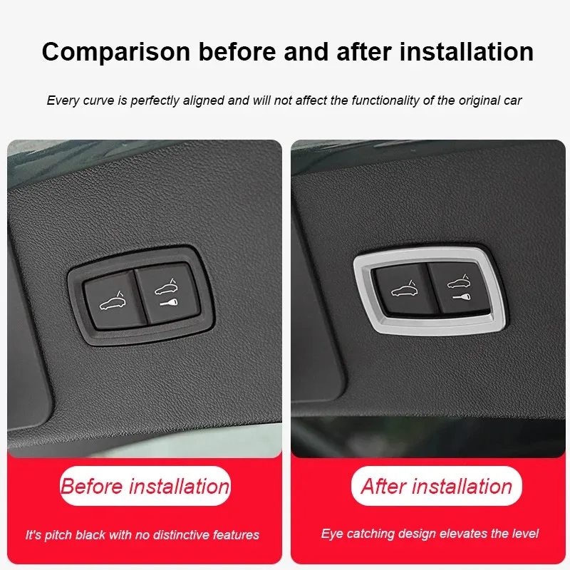 Car Trunk Switch Button Trim Frame Sticker For Porsche Cayenne Macan Panamera 2013 2014-2016 2018 2019 2020 2021 2022 2023 2024 - view 4