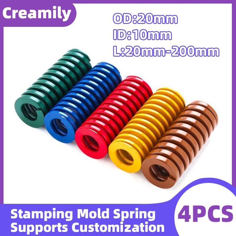 

Creamily 4PCS Compression Mould Die Spring Colour Spiral Stamping Alloy Steel Springs OD20mm ID10mm L20-200mm