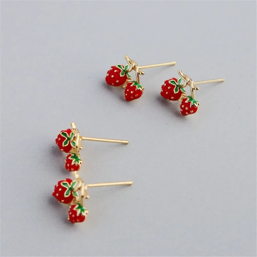 

14K Gold Accessories for DIY Jewelry Dripping Strawberry Earrings Accessories