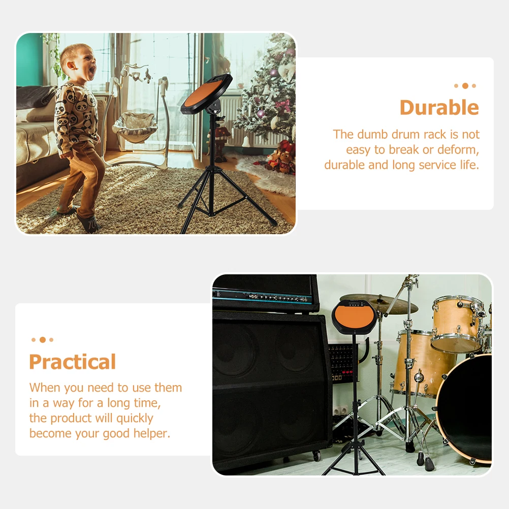 

Portable 8 Inch Dumb Drum Pad Double Sided Rubber Practice Pad Lightweight Tripod Stand for Beginner Musicians Adjustable Dumb