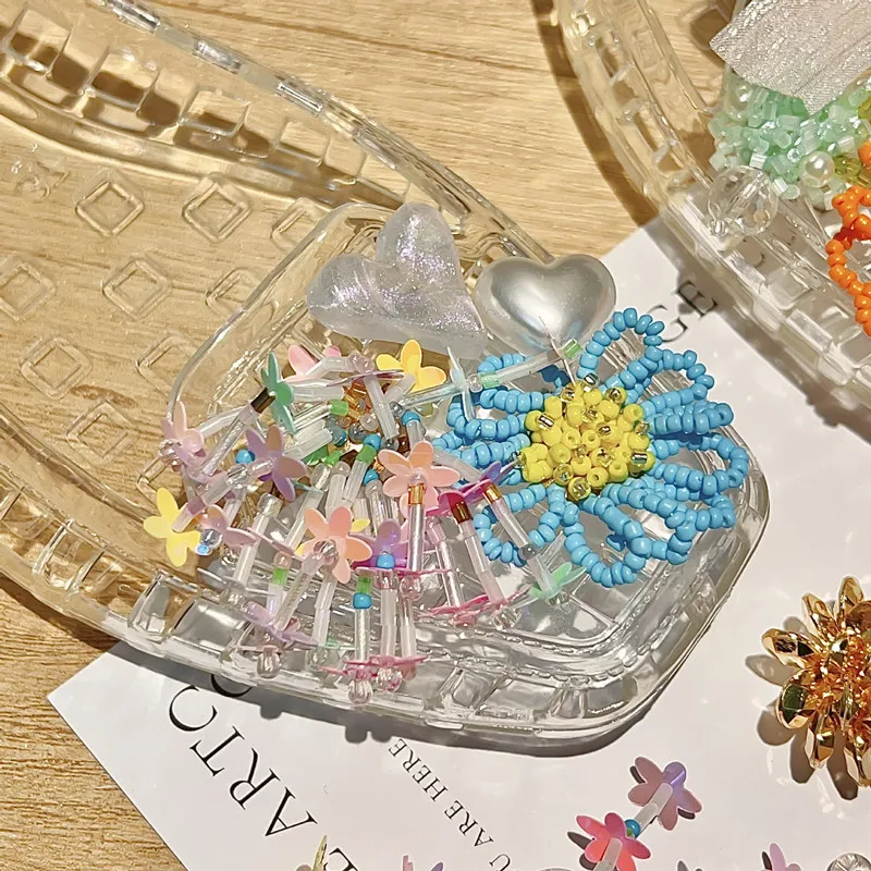 Dopamine Handcrafted Beaded Jelly Shoes Sports Sandals Accessory DIY Decorative Shoe Flower Slippers Colorful Buckles