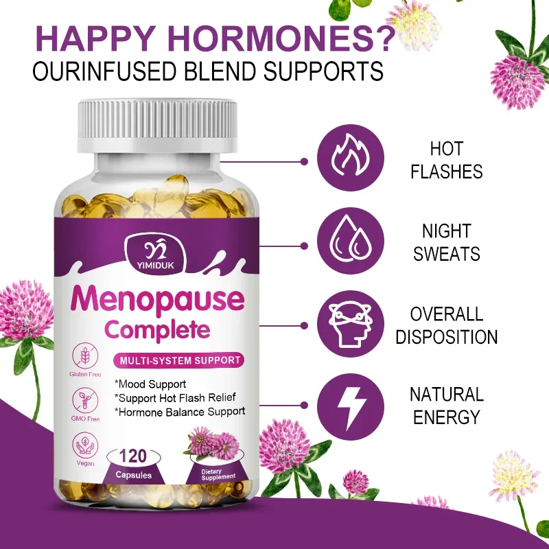 Buy 1 Get 1 Free! Menopause Complete Supplement, for Hot Flash Relief, Hormone Balance & Mood, Soothes Joint Discomfort, Vegan