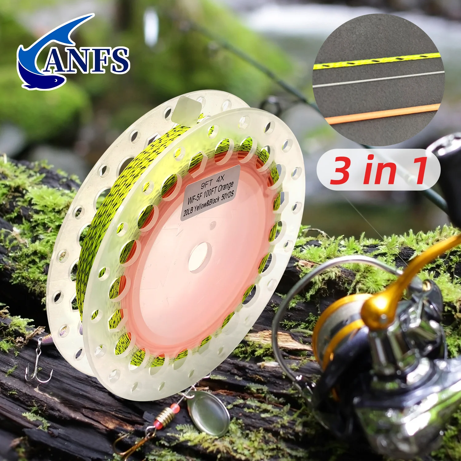 Kit línea de pesca con mosca ANFS – WF-5F flotante y líder 4X - imagen 4