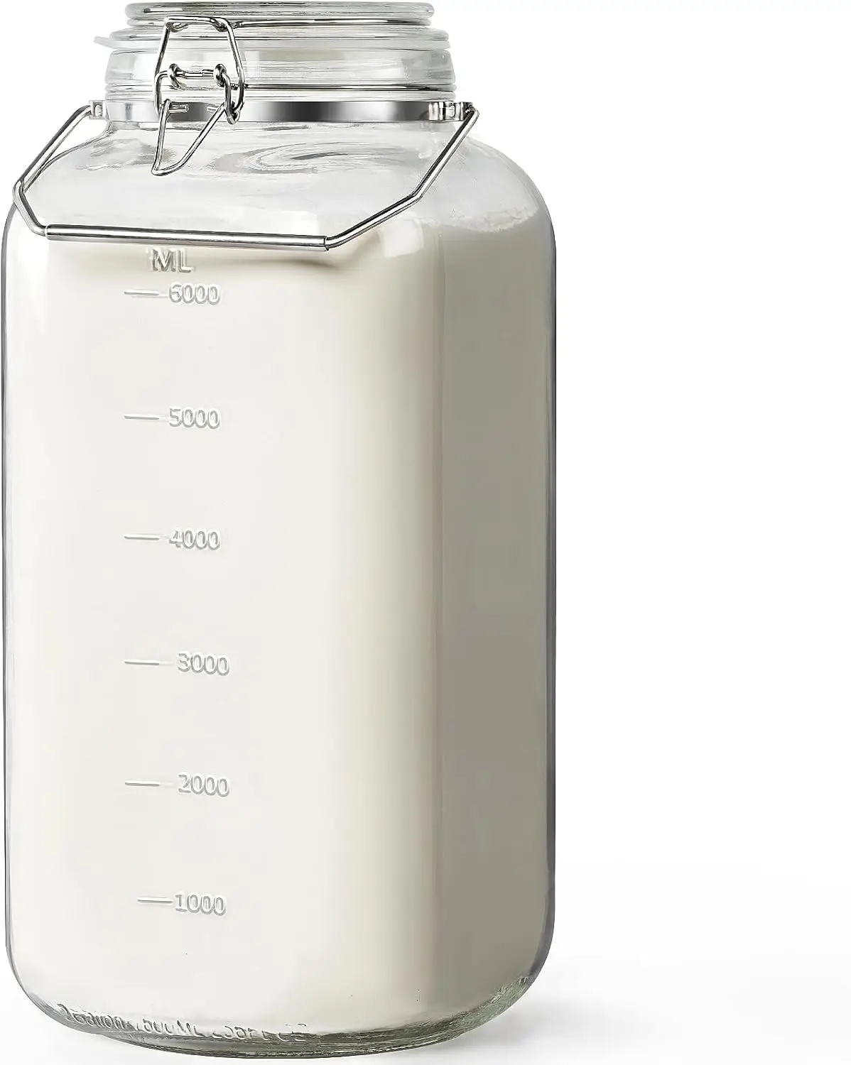 

Стеклянная банка на 2 галлона с герметичной крышкой, 1 шт., стеклянные банки для хранения с прочной ручкой из нержавеющей стали (256 жидких унций), банка с широким горлом