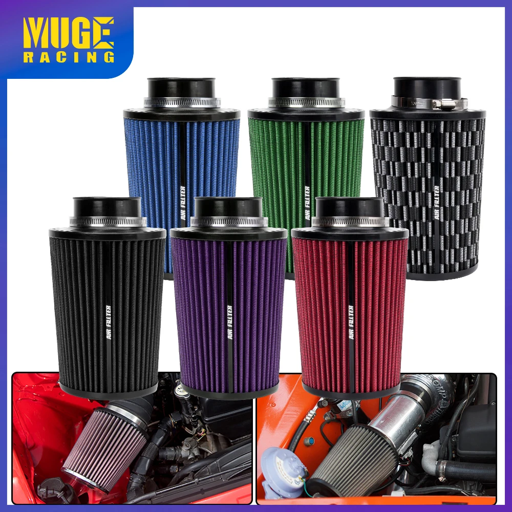 MUGE-76MM Car Cold Air Intake Filter Induction Kit Cleaner Car Air Filter Sport Power Mesh Cone High Flow OFI207