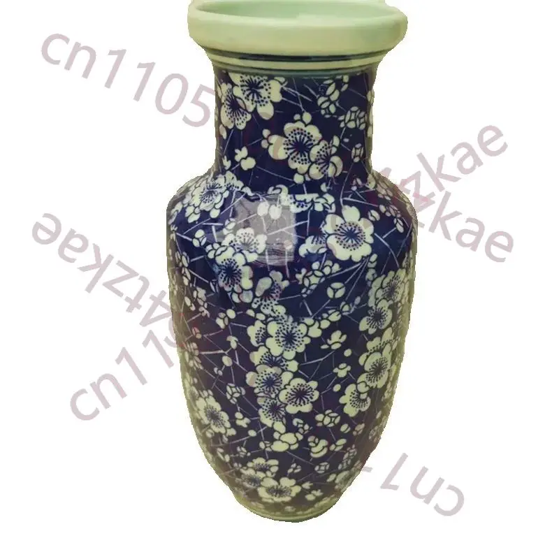 

Китайская старинная фарфоровая ваза с круглым горлышком, сине-белая, с узором «ледяная слива», традиционный декоративный цветочный горшок
