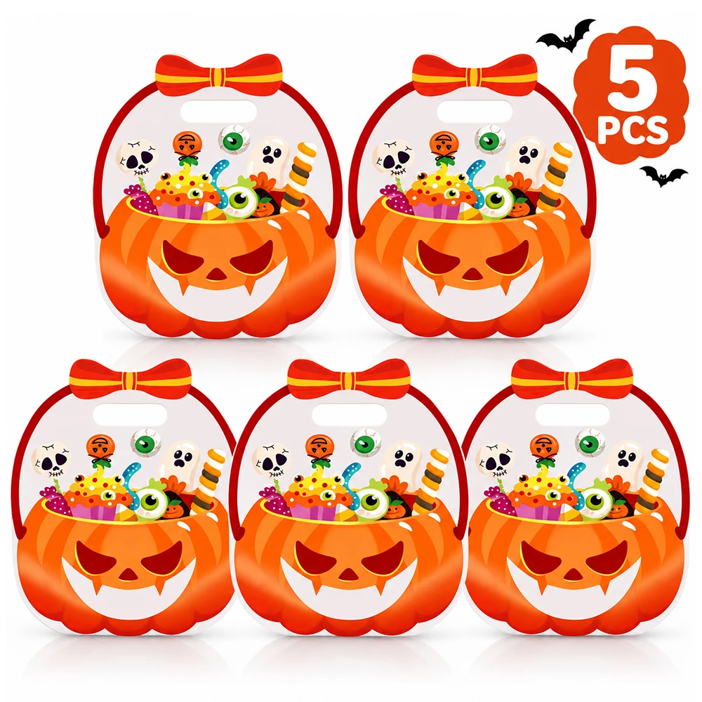 5/10/20 Stück Halloween-Süßigkeitentüten mit Griffen, wiederverschließbare Plastiktüten für „Trick or Treat“, große Geschenktüten für Süßigkeiten. – Detail 6