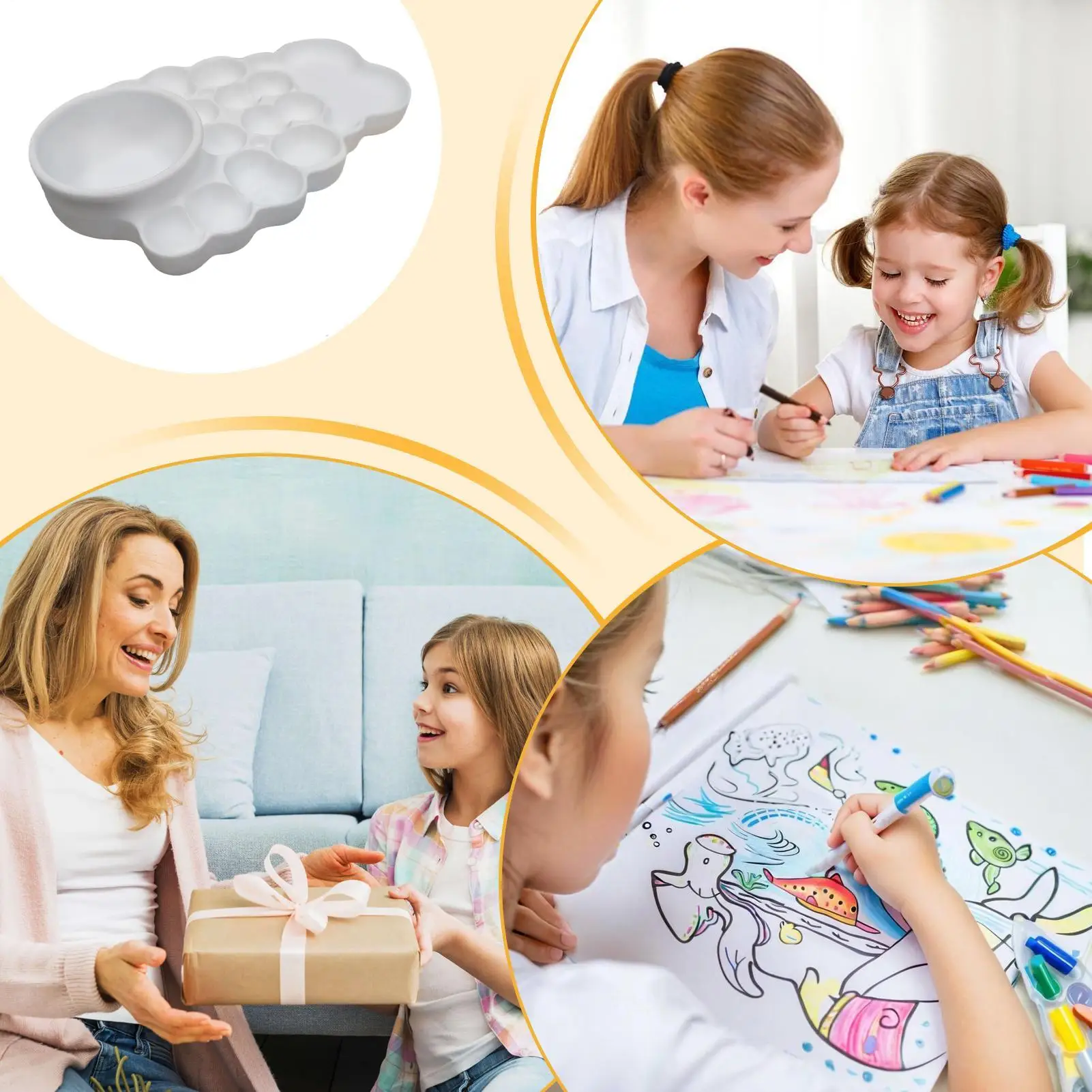 لوحة صينية الطلاء المحمولة لخلط الألوان، لوحة رسم فنية، صينية خلط الألوان المائية للأطفال والكبار والطلاب والأولاد والبنات الفنانين #5