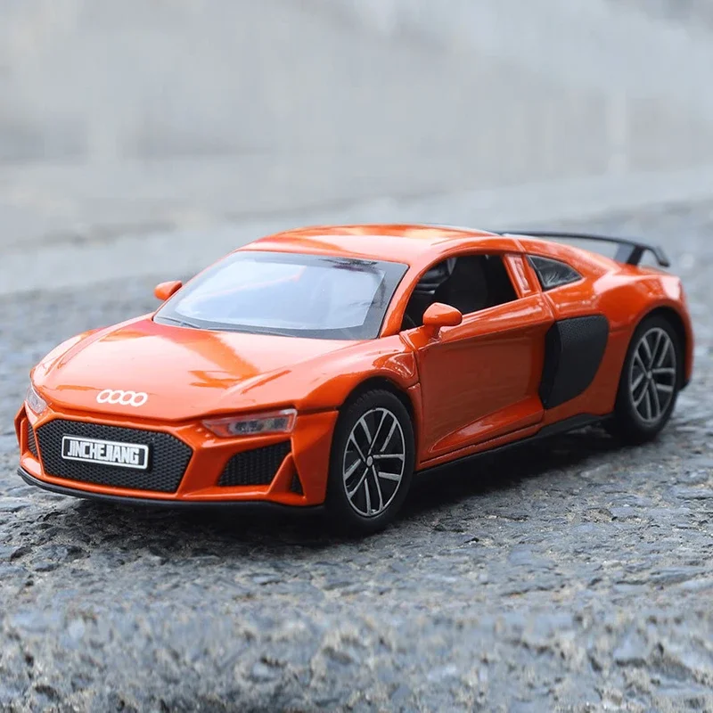 Simulation 1/32 Audi R8 Alloy Car Model With Sound Light Collective Miniature Voiture Diecast Toy Vehicle Boy Gift Birthday