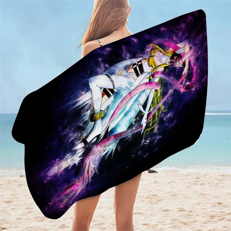 

Мягкие банные полотенца с принтом Angewomon Digimon, удобное пляжное полотенце из микрофибры для лица, пляжное полотенце