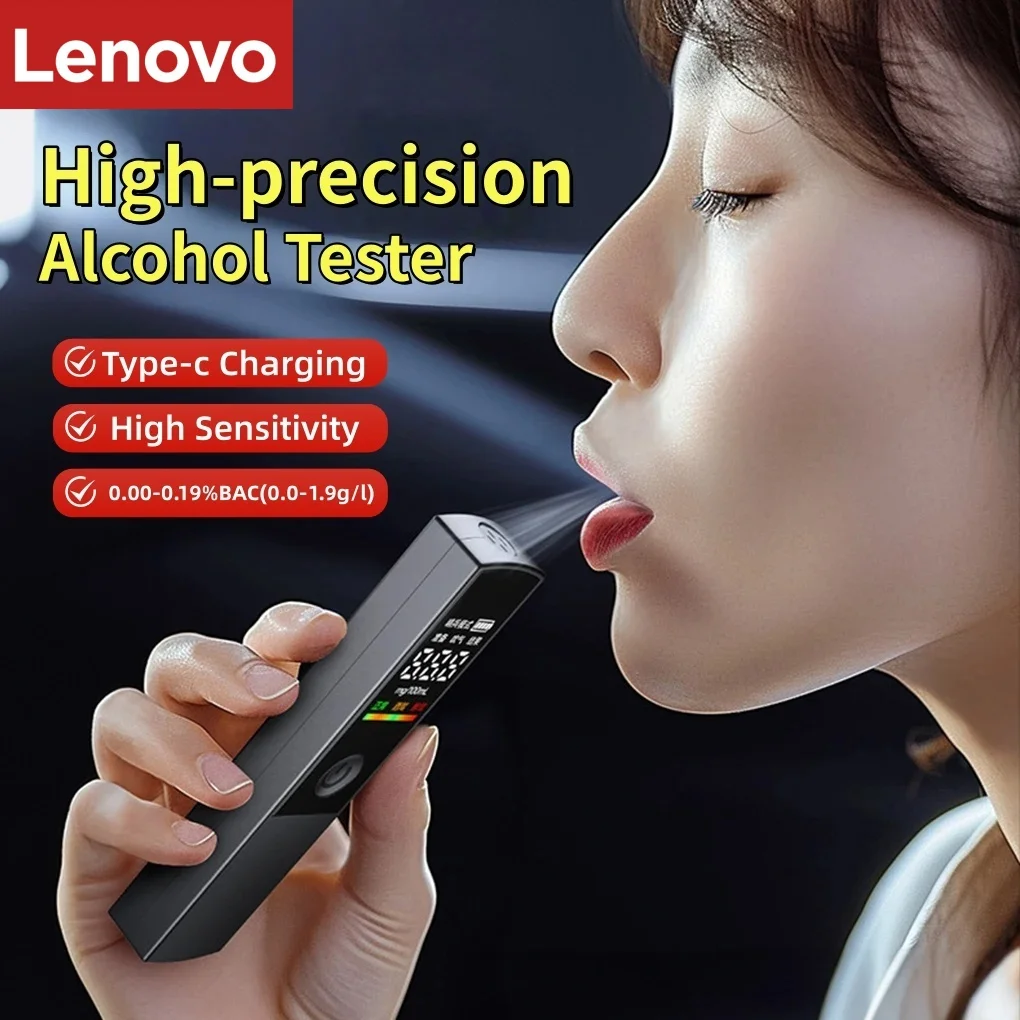Lenovo Car Alcohol Tester Portable High Accuracy Breath Analyzer Digital Breathalyzer with LCD Display for Driver