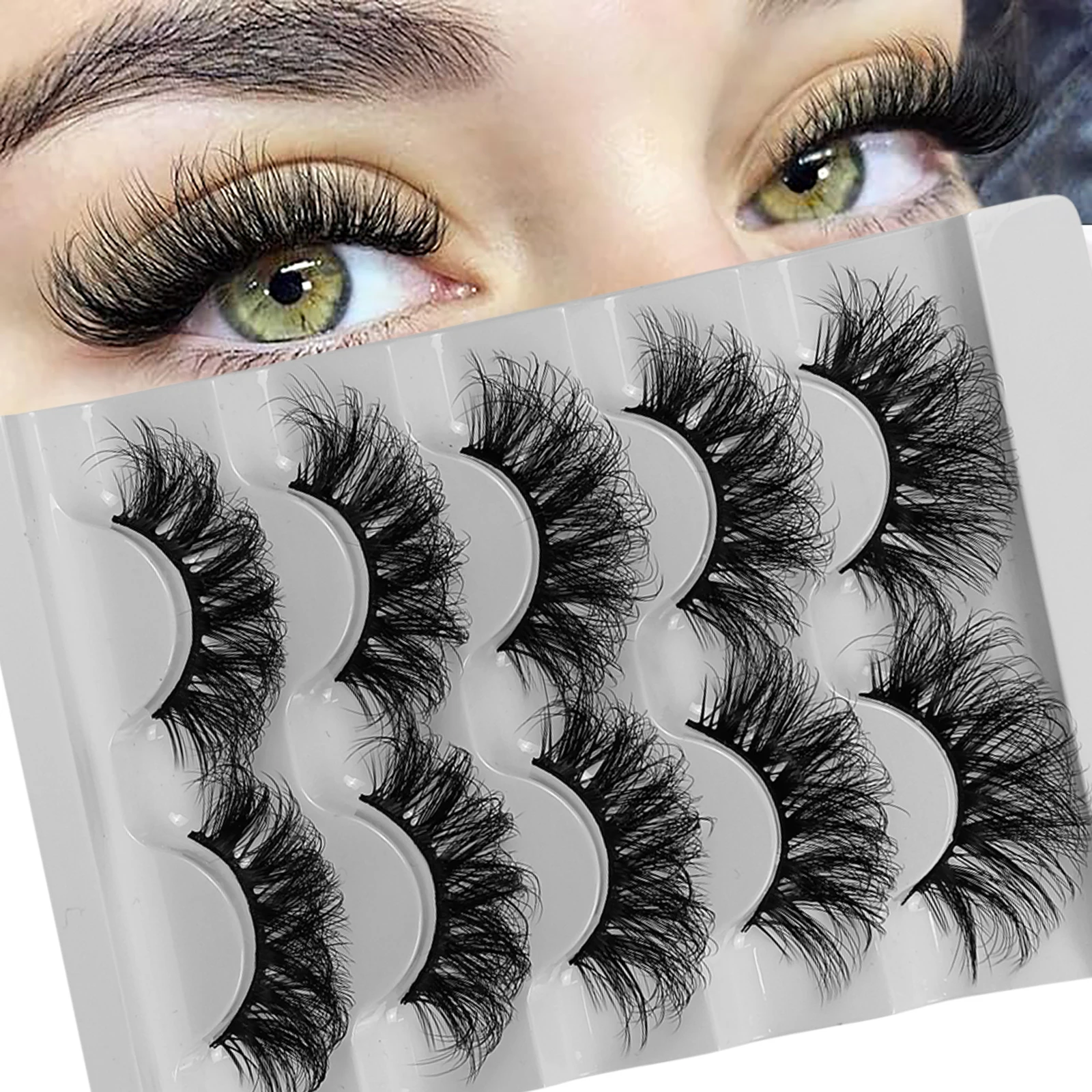 太くてふわふわのつけまつげ,5ペア,長持ち,見事なボリューム,エクステンション