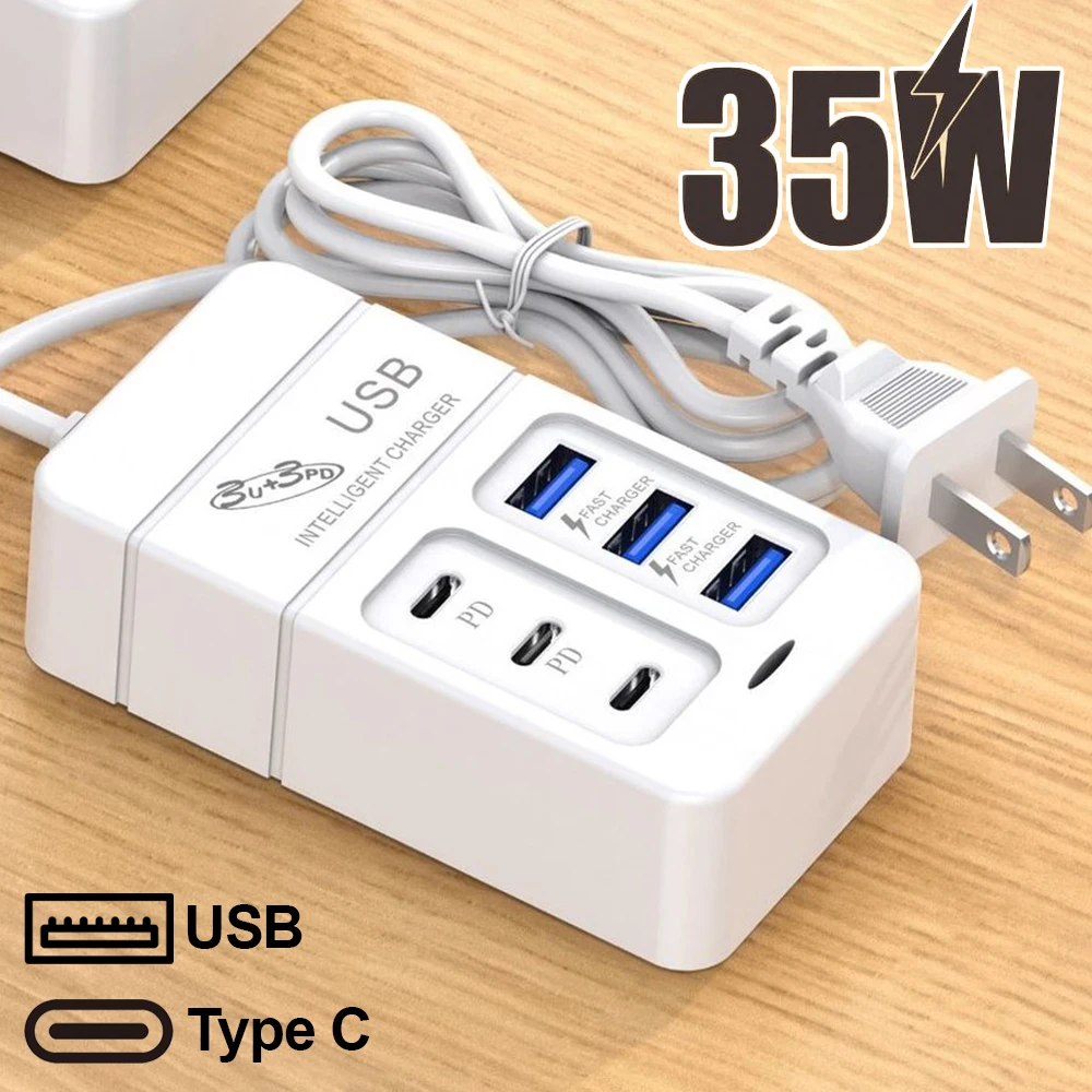 PD35W Quick Charging USB Type C Wall Chargers Electrical Socket Multiport USB Hub Adapter Phone EU US Plug Plugs Adaptors