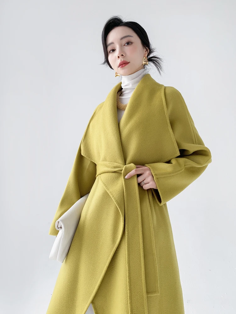 

Aksaya Double-Faced Woolen Camere Coat Women's Loose Sle Autumn Winter Faion Outerwear Korean Version Straight Cut