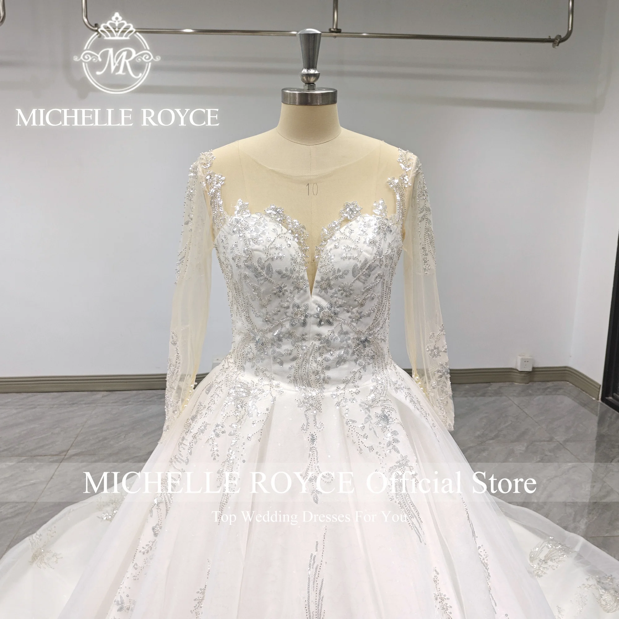 Michelle Royce Luxury Ball Gown Wedding Dress Sexy Sweetheart  Sparkling Sequined Wedding Gown Bride Dresses Vestidos De Novia