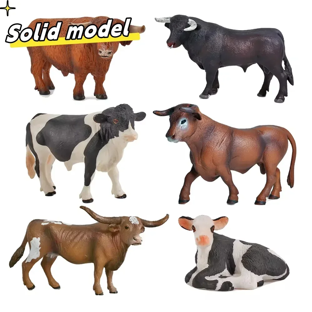 Cow Toys Bull Cattle Calf Angus Buffalo Figures Farm Animal Figurines Action Figure Plastic Animals for Children Toys Kids Games