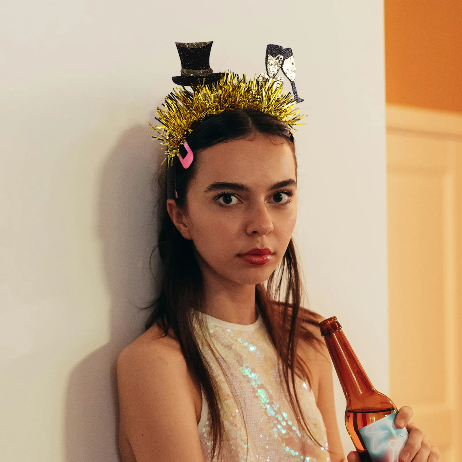 

6Pcs New Year Headband Set Black Gold Star Design Happy Nye Hair Bands Women Girls Festive Wear Hair Bands Happy New Year