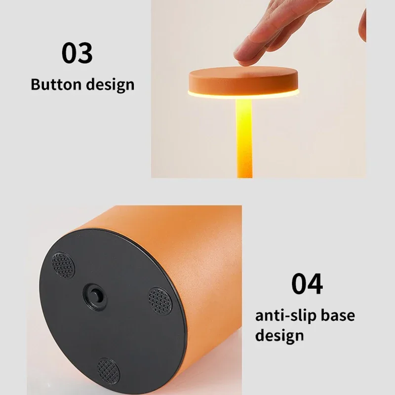 Lampu Meja LED Ruang Tamu Kamar Tidur Lampu Meja Dekorasi Meja Lampu Meja Dapat Diisi Ulang Peredupan Tiga Warna Lampu Meja Bentuk Gelas Anggur