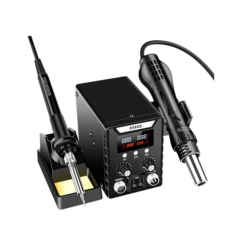 2 in 1 Hot Air Rework Station Digital Soldering Station ESD Safe SMD Desoldering Welding Tool Kit for PCB Phone Repair 110V/220V