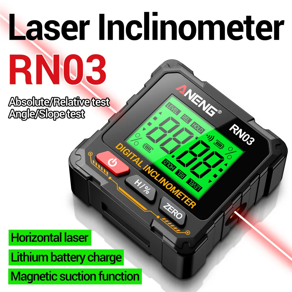 ANENG RN01/2/3 زاوية رقمية للمستوى الرقمي 4*90 °   صندوق مستوى الدقة منقلة الميل المغناطيسي لأعمال النجارة